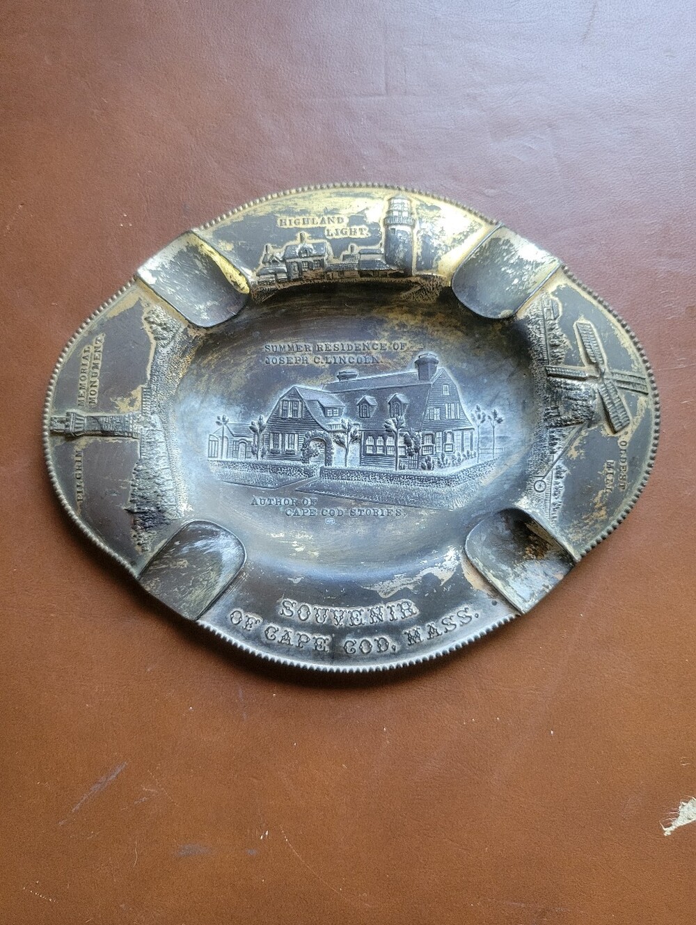 Vtg ED West Co Cape Cod MA Souvenir Metal Ashtray Joseph C Lincoln Japan 10020